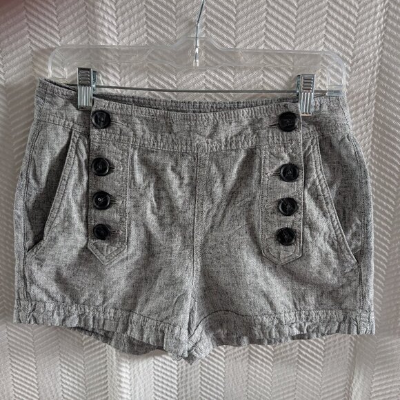 EXPRESS Linen Blend Grey Sailor Shorts Size 6 Summer Nautical Coastal - Picture 1 of 8